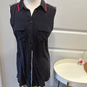 GUC Equipment Navy Sleeveless Button-Down Dress with Colored Accents